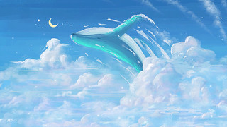 蓝天白云鲸鱼翻身GIF动态图蓝天背景
